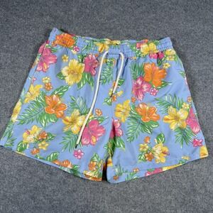 Polo Ralph Lauren Swim Trunks Mens XL Blue Hawaiian Floral Tropical Mesh Print